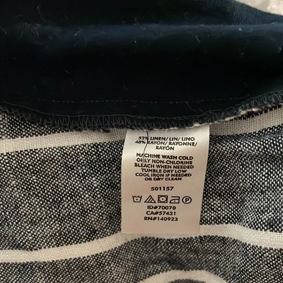 Loft Outlet. Small linen blend skirt. Blue/Gray & white stripes. Used like new - Picture 3 of 4